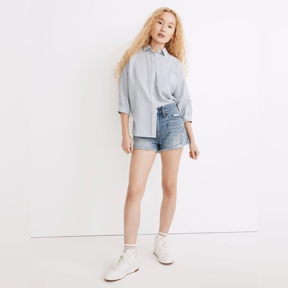 Madewell Relaxed Denim Shorts Renfield Wash: Destructed Edition Distressed Sz 25 - Picture 1 of 7